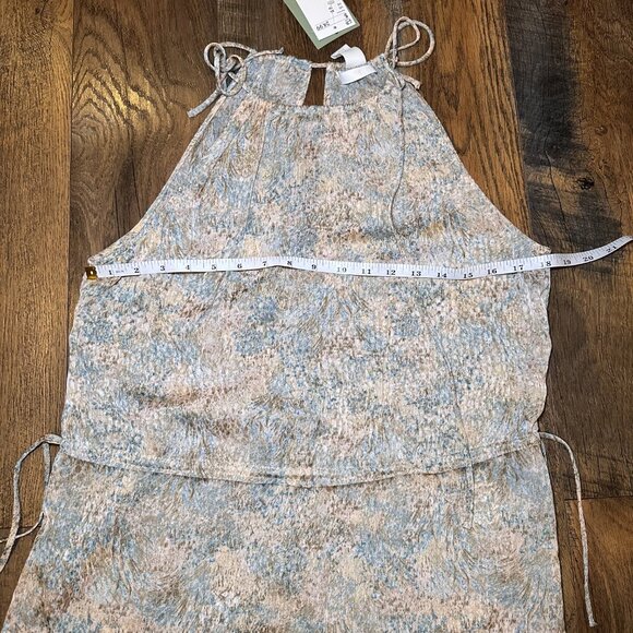 NWT H&M Strappy Halter Top Cinched Waist Satin Pastel Light Floral Blouse - Picture 4 of 6